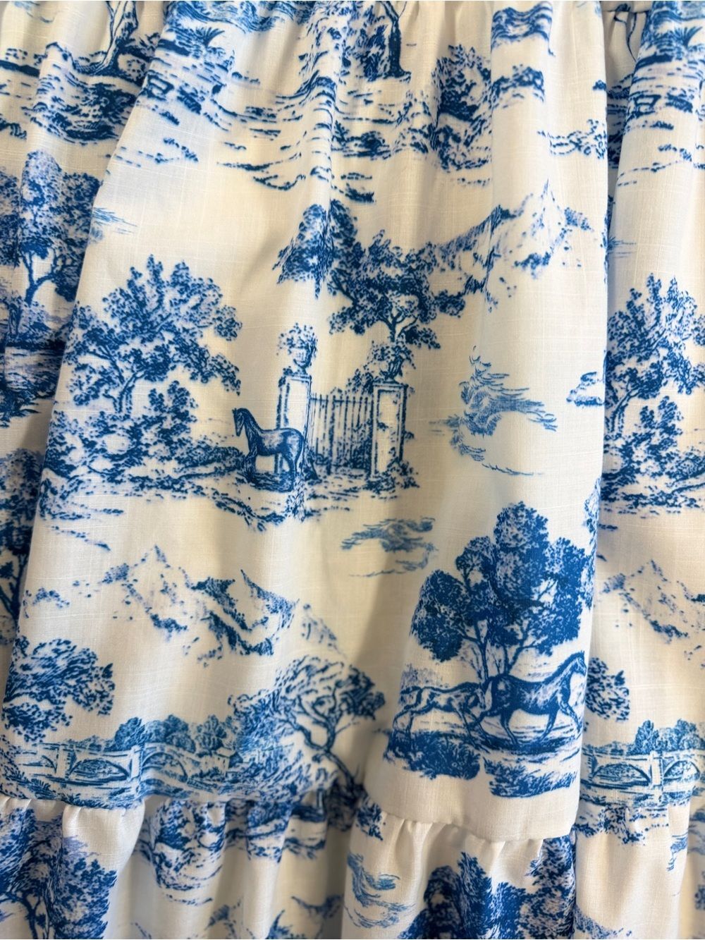 When in Rome Flying Tomato Blue and White Smocked Sundress with Tie Straps M - Picture 6 of 7